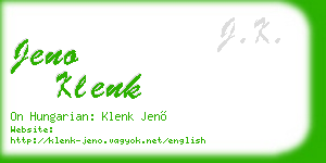 jeno klenk business card