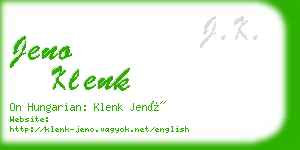 jeno klenk business card